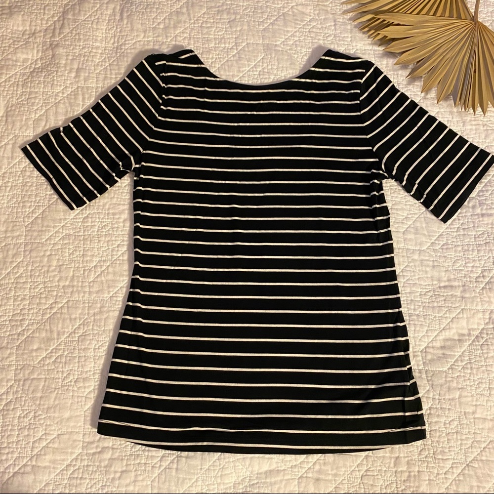 A new day three-quarter length black and white striped top size small
